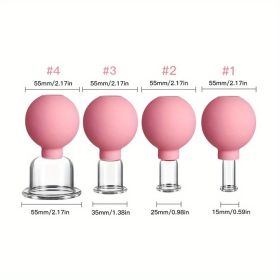 Vacuum Cupping Glass Jar Cellulite Massager For Face Acupuncture Hijama Suction Cup Reduce Puffiness Health Care Face Sucker (Color: Pink)