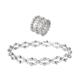 Lymphatic Therapy Ring Bracelet, Adjustable Magnetic Field Therapy Transformation Bracelet Ring (Color: White Diamonds)