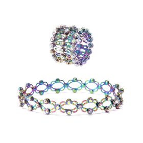 Lymphatic Therapy Ring Bracelet, Adjustable Magnetic Field Therapy Transformation Bracelet Ring (Color: Colored AB Diamonds)