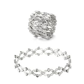 Lymphatic Therapy Ring Bracelet, Adjustable Magnetic Field Therapy Transformation Bracelet Ring (Color: Love Silver)