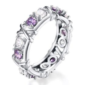 Moissanite Magnetology Lymphvity Ring, Magnetic Zircon Shaping Cross Full Moissanite Diamond Ring (Color: Purple, size: 8)