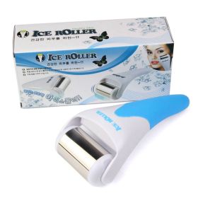 Stainless Ice Roller Body Face Facial Cold Gel Cooling Therapy Massager Skin Rejuvenation (Color: Blue)