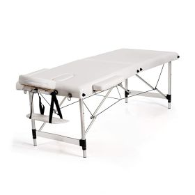 Portable Massage Table Adjustable Facial Salon Spa Bed (Color: White, Type: Beauty & Health Supplies)