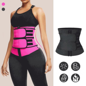 Modeling strap Neoprene Sauna Waist Trainer Corset Sweat Belt for Women Weight Loss Compression Trimmer Tummy Control Strap (Color: Pink, size: XL)